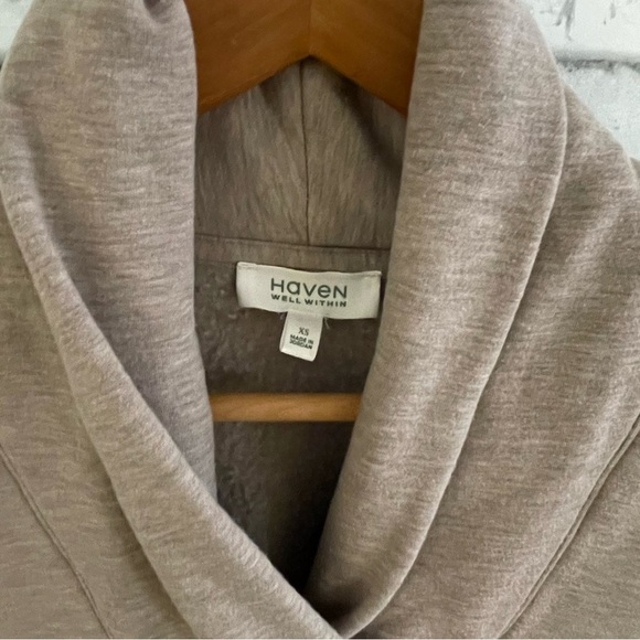Women’s Haven Well Within tan pullover fleece shawl collar top soft oversized XS - Picture 4 of 5